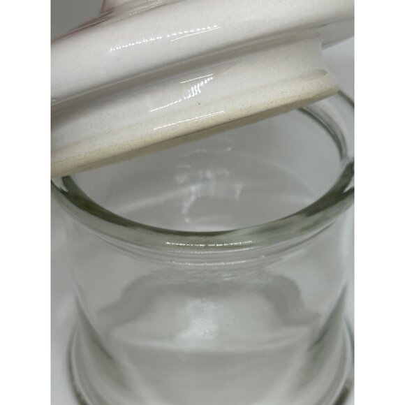 VTG Glass Canister Jar Set of 2 Porcelain Rooster Lids Farmhouse Kitchen Decor - Picture 5 of 12